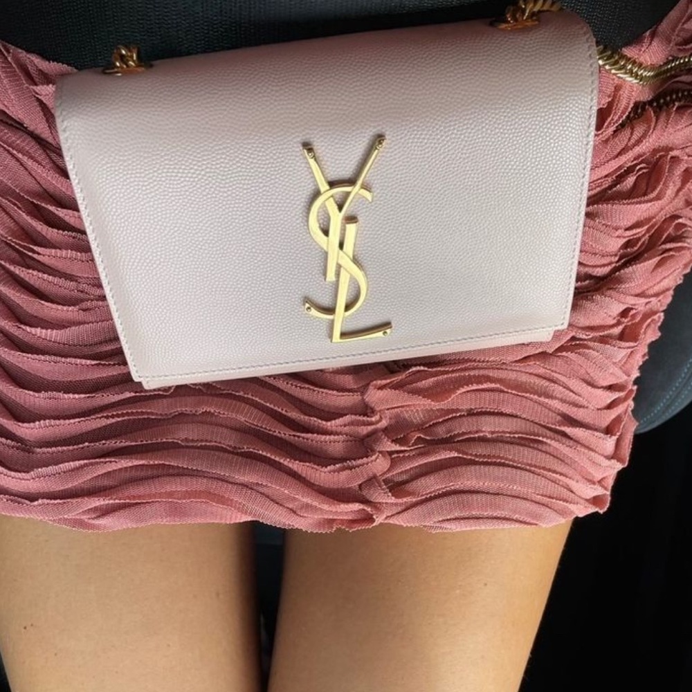 YSL Saint Laurent KATE SMALL Grain de Poudre Shoulder/Crossbody BABY PINK BLUSH - Picture 11 of 16